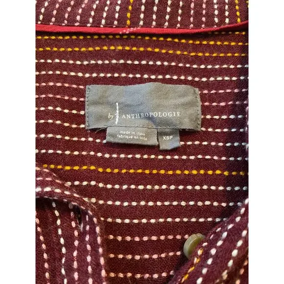 Anthropologie Isadora Long Sleeve Striped Button-Back Popover Tunic Top Size XS - Picture 8 of 8